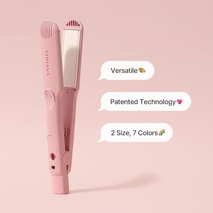 VODANA Professional Softbar Flat Iron - Ceramic Straightener with Patented Silicone Bar, Smooth & Quick Styling, Healthy Hair Solution, Dual Voltage for Worldwide Use (1.5 inch, Milk Tea Rose)