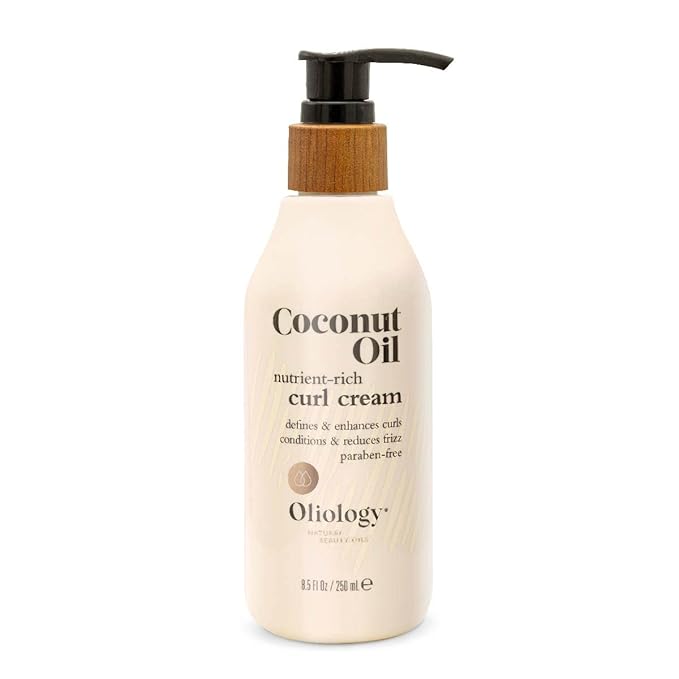 Oliology Coconut Oil Curl Cream - Defines & Enhances Curls & Waves | Botanically Infused | Conditions & Reduces Frizz | Made in USA, Cruelty Free & Paraben Free (8.5oz)