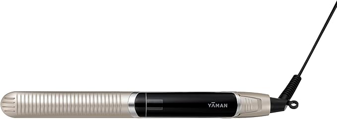 YA-Man Spa Styler Straight + Wave Flat Iron Hair Straightener and Curler 2 in 1 - Advanced Japanese Technology, Dual Voltage, Titanium Tourmaline Plates with Red Light Therapy, 5 Heat Settings (Gold)