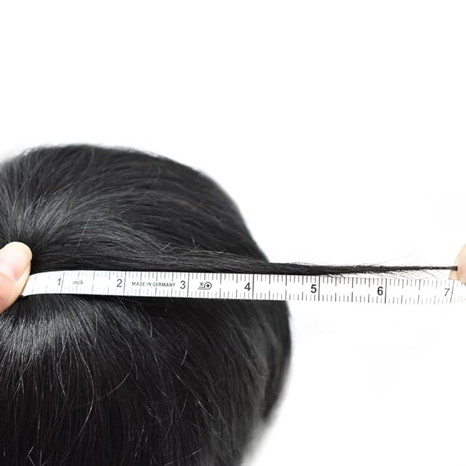 Toupee For Men Real Human Hair System For Men Full Swiss Lace Mens Toupee Lace Hair Piece For Men Hair System Bleached Knots 8x10 120% Medium light density 1B# OFF BLACK