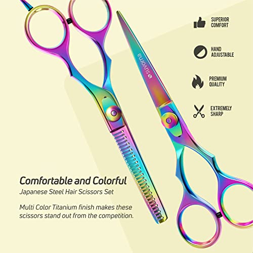 Suvorna 5.5" Hair Cutting Scissors Professional with Thinning Shears for Hair Cutting, Right Hand Professional Hair Scissors, Barber Shears Set, hair shears professional, 2 piece Hair Cutting Shears.