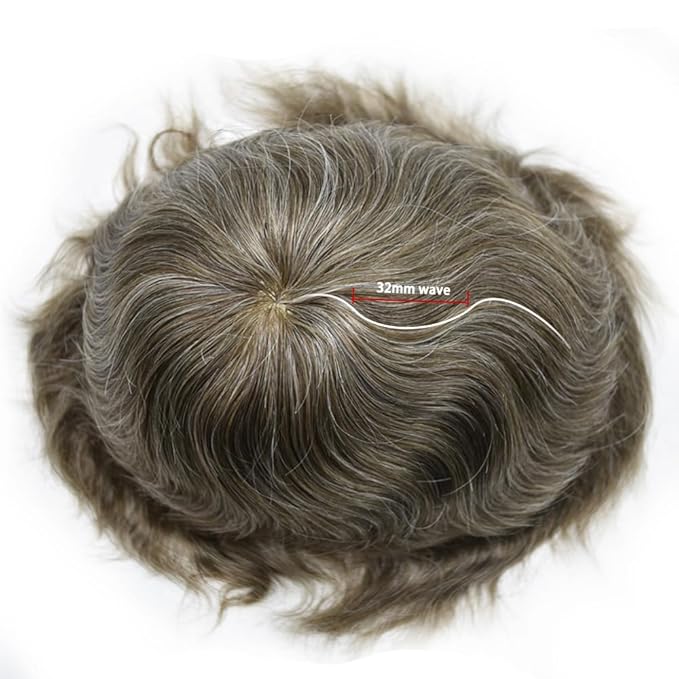 Toupee For Men Real Human Hair System For Men Full Swiss Lace Mens Toupee Lace Hairpiece For Mens Hair System 8x10 120% Medium light density #540 5# MEDIUM LIGHT BROWN+40% GREY