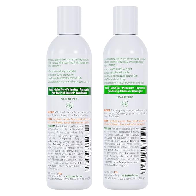 Tea Tree Oil Shampoo and Conditioner Set - Dry Scalp Treatment for Itchy Relief - Anti-Dandruff Thickening Formulas for Men & Women, All Hair Types