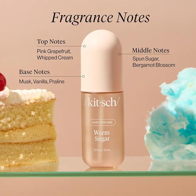 Kitsch Hair Perfume for Women- Warm Sugar and Oak & Amber | Clean, Deodorizing & Patented Odor-Eliminating Technology Hair Spray & Body Mist- Freshen Hair, Pillows | Ideal Gifts for Women - 50mL, 2pcs