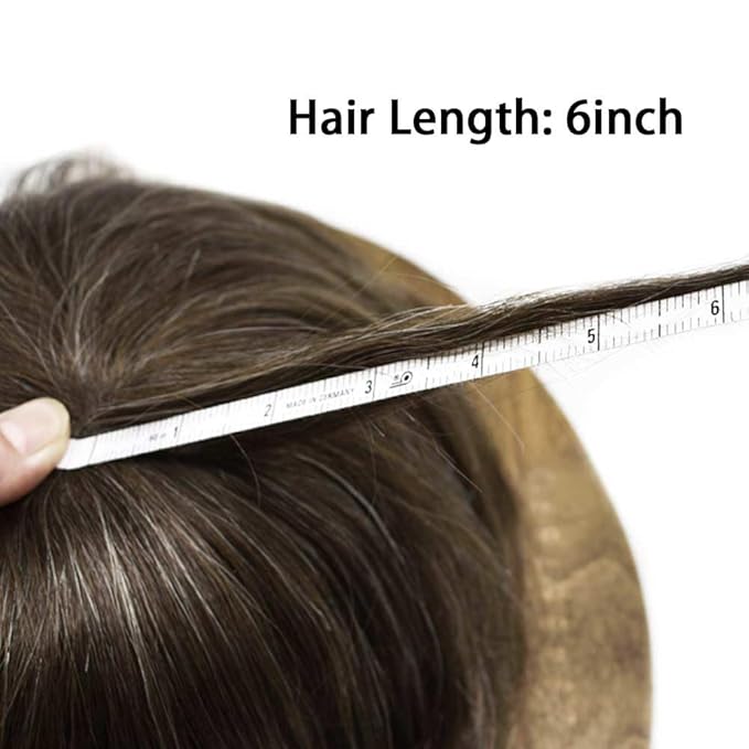 Toupee For Men Real Human Hair System Full Swiss Lace Mens Toupee Lace Hair Piece For Men Bleached Knots 8x10 120% Medium light density #310 3# DARK BROWN+10% GREY