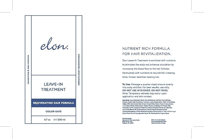 Elon Thinning Hair Leave In Treatment (6.7oz) — Hair Growth Products for Women — Scalp Health & Conditioner — Color Safe & Paraben-Free