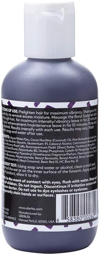 Uberliss Bond Sustainer Color (Purple Iris) 3.7oz - Color Depositing Conditioner - Semi Permanent Direct Dye - Rebuild Broken Bonds - For Healthy Hair