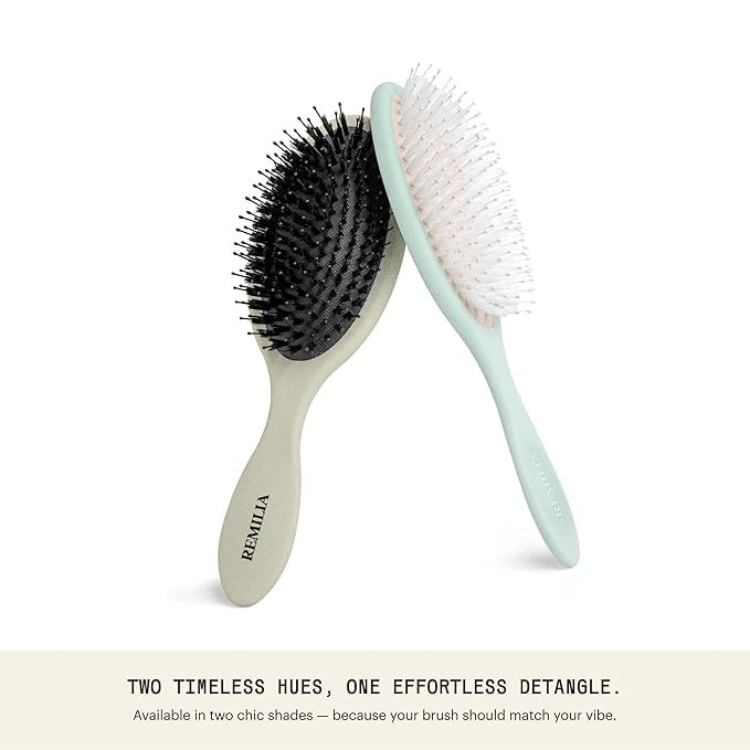 Remilia Hair Vegan Lush Brush - Detangling Hair Brush for All Hair Types, Natural, Straight, Curly, Wet, & Dry Hair - Hair Comb with Vegan Boar Bristles & Soft Ballpoint Tips, Sand
