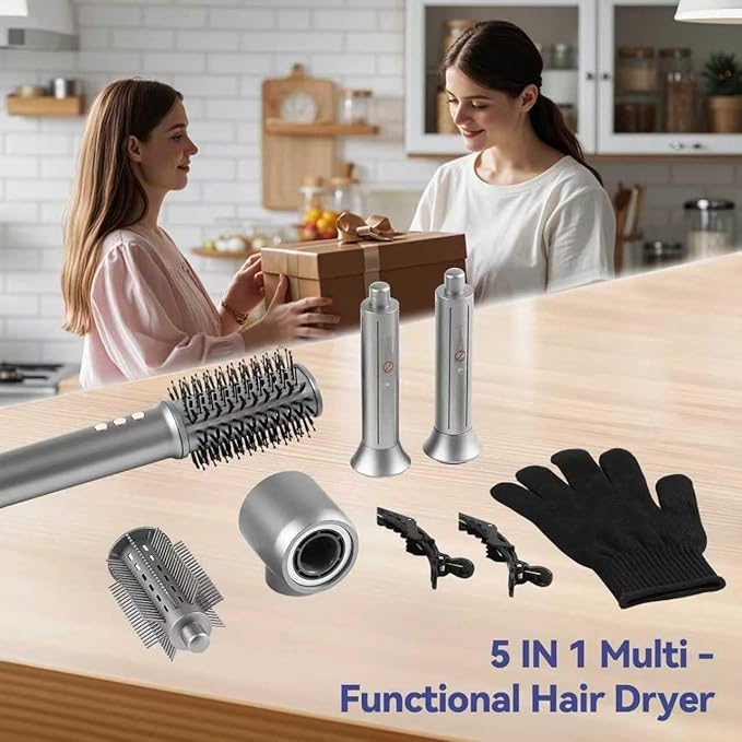 5 in 1 Hair Dryer Brush Set,Professional Blow Dryer Brush,High-Speed Hot Air Styler Wrap for Women,Multi Stylers - Volumize,Curl,Straighten,Frizz-Free,No Heat Damage