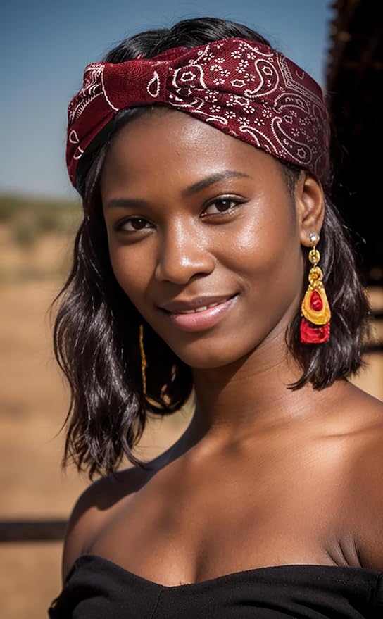 1 Pack Boho Headbands Stretch Paisley Print Bandana Headband Criss Cross Hair Bands Knotted Head Wrap Yoga Daily for Women and Girls (Wine red)