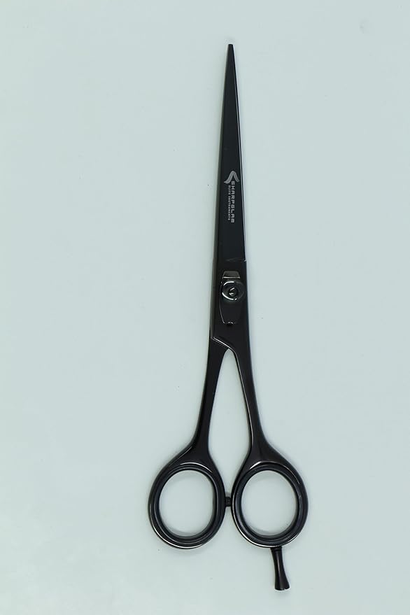 Professional Hair Cutting Scissors 7” – Japanese 440C Black Titanium Barber Shears with Razor Edge Blade – SharpGlam Elite Instruments