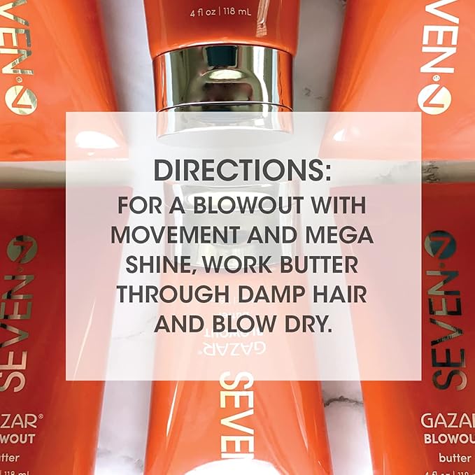 SEVEN Hair Care Gazar Blowout Butter Curly Hair Styling Curl Cream, Anti-Frizz, Hydrating, Thermal Heat Protection with Coconut Oil, Jojoba, Murumuru Butter, Perfect for Men & Women, Made in USA, 4oz
