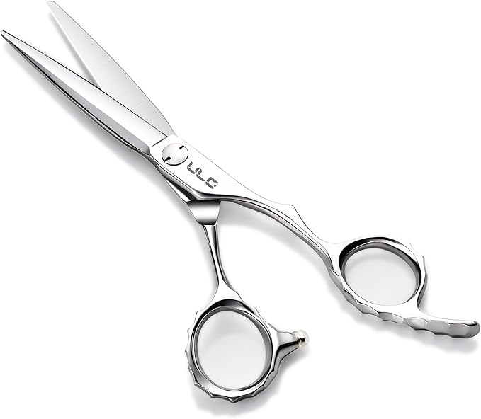 ULG Professional Hair Cutting Scissors & Shears, 6.5" 440C Japanese Stainless Steel Barber Scissors, Hand-Honed Razor Sharp Blades & Ergonomic Offset Handle for Salon & Home Use