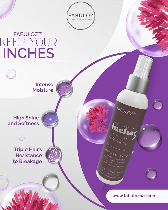 FABULOZ™ Hair Extensions Treatment Spray, Extensions That Feel Like New, Detangler, Leave-In Conditioner, Thermal Protection, Light Style Hold, Seal and Prevent Split Ends, Great Valentines Day Gift