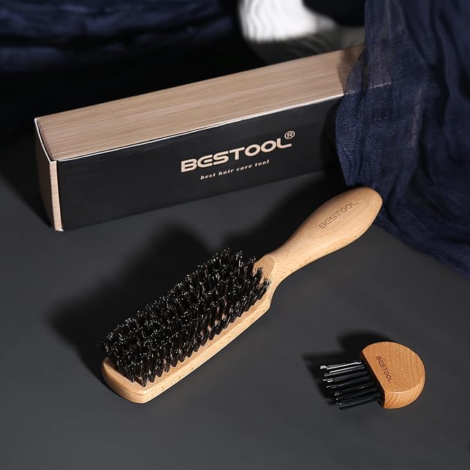 BESTOOL Hair Brush, Boar Bristle Hair Brush for Women Men Children Smoothing & Styling, Natural Boar Bristle Brush for Thin, Fine Hair, Improve Hair Texture (Natural)