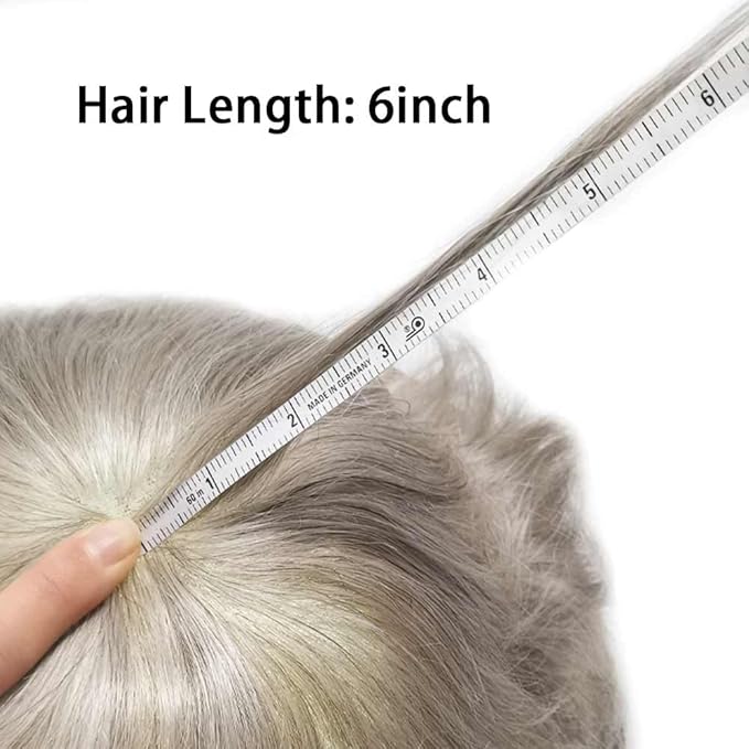 Toupee For Men Real Human Hair System For Men Full Swiss Lace Mens Toupee Lace Hair Piece For Men Hair System Bleached Knots 8x10-80% light density#580 5# MEDIUM LIGHT BROWN+80% GREY