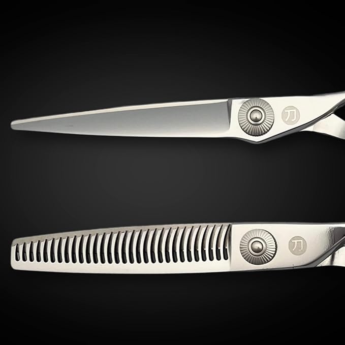 Saki Shears Tsuru Hair Cutting Scissors - Polished Japanese Steel- 6" Hair Shears for Barbers and Hair Stylists - Thumb Screw for Easy Tension Adjustment (Set of Hair Shears)
