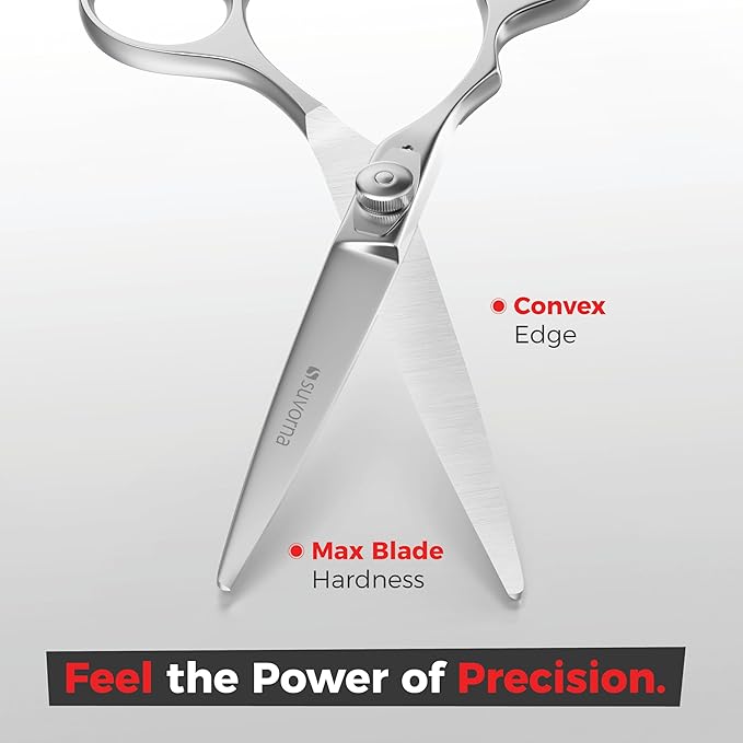 Suvorna Left Handed Hair Scissors Professional for Barbers and Hairdressers - Barber Scissors to Cut Hair - 6" Hair Cutting Scissors - Stainless Steel Hair Shears for Women, Men and Adults