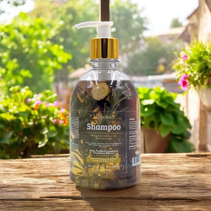 2 Piece Bundle - Herbalista Viral New Herbal Shampoo 400ml (15.2 fl oz) Each - With Real Pieces of Rosemary, Cinnamon, Anise, Clove, Aloe, Ginger, & Eucalyptus, Strengthens Regenerates Boosts Growth