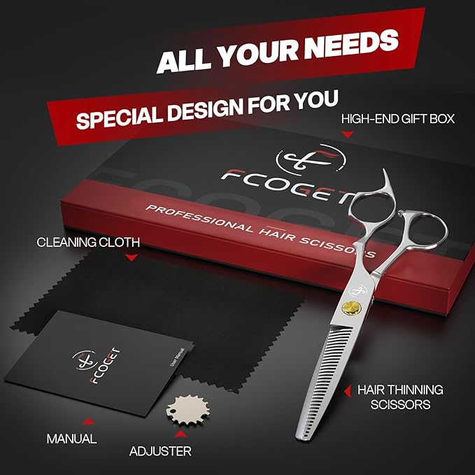 Silver Professional Hair Thinning Shears Hair Cutting Texturizing Teeth Scissors - 6.8" HIGH-END Extremely Sharp Scissors 440C Stainless Steel for Salon Home Stylists