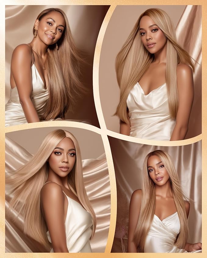 Arabella 13x6 Light Brown Blonde Wig Human Hair Glueless Wigs Human Hair Pre Plucked Pre Cut 13x6 Ear to Ear Full HD Lace Front Wigs 210% Density Straight Wig Drawstring Wig Human Hair 20 Inch