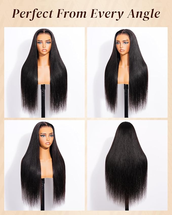 Arabella 13x6 Glueless Wigs Human Hair Pre Plucked Pre Cut Lace Upgraded Ear to Ear Full HD Lace Front Wigs Human Hair 220% Density Straight Wear and Go Glueless Wig Drawstring Wig Human Hair 24 Inch