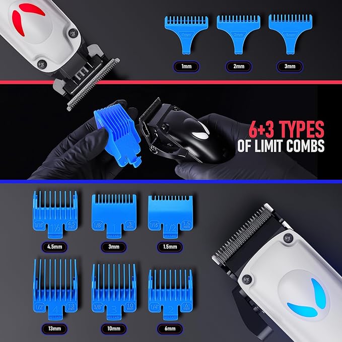 SUPRENT Hair Clippers for Men Professional – 7500 RPM Cordless Hair Cutting Kit, Electric Clippers and Trimmer Combo Set, Rechargeable Haircut Kit for Barber & Home Use (White)