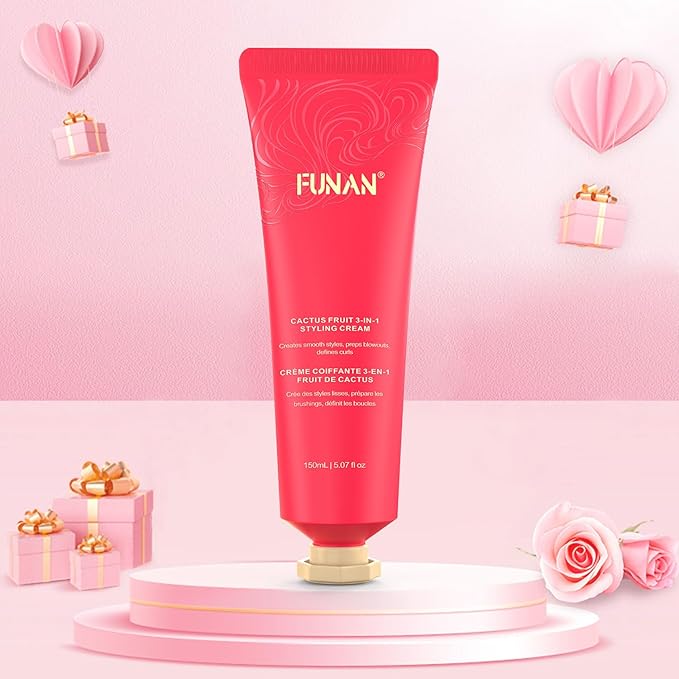 Cactus Fruit 3-In-1 Styling Cream - Smooth Styles, Prep Shiny Blowouts, Defines Curls (5.07 oz.), No Chemical Flavors Fly Away Hair Tamer.
