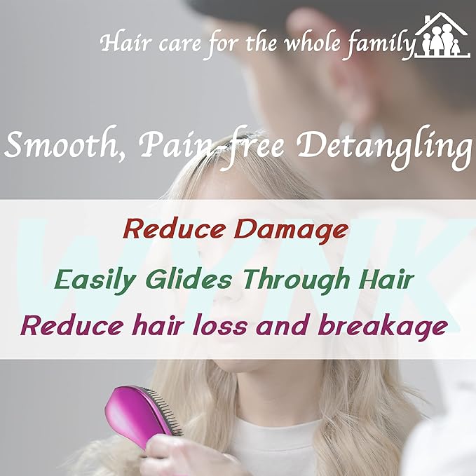 The Mini Detangling Brush, WYNK Dry and Wet Hair Brush Detangler for Traveling and Small Hands,Detangling Comb Hair Styling Tools (2 Pack Pink&Purple)