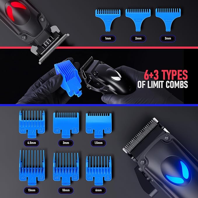 SUPRENT Hair Clippers for Men Professional – 7500 RPM Cordless Hair Cutting Kit, Electric Clippers and Trimmer Combo Set, Rechargeable Haircut Kit for Barber & Home Use(Black)