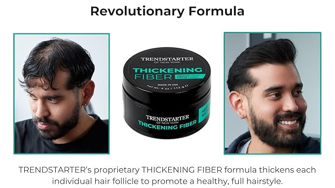 TRENDSTARTER - THICKENING FIBER (4oz) (PACK of 2) - Medium Hold - Matte Finish - Premium Hair Thickening Clay Pomade - Water-Based - All-Day Hold Styling Product
