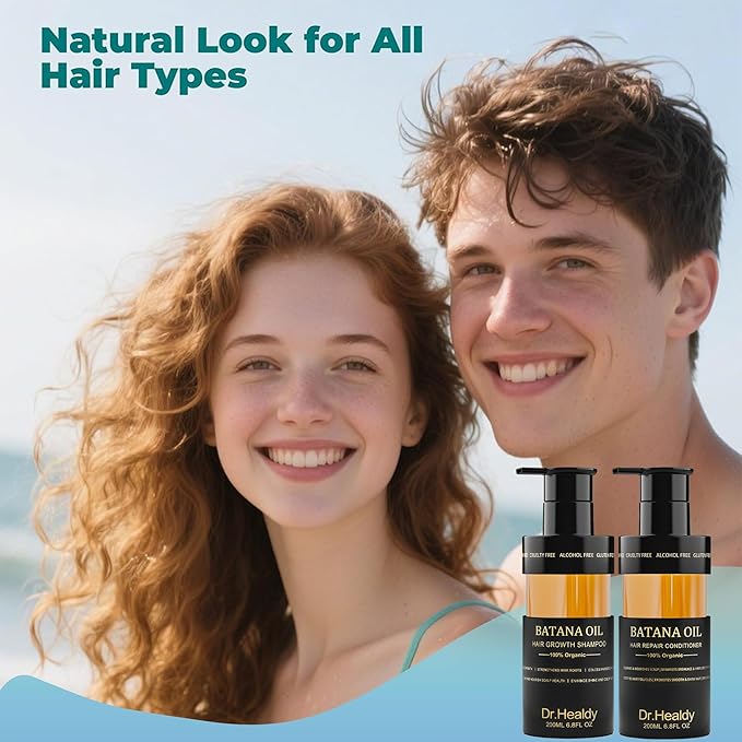 Batana Oil Shampoo and Conditioner Set - for Hair Growth,Thickening & Hydration,Sulfate Free - Fights Hair Loss & Clarifies Scalp -Root Activator Shampoo for Men (6.8 Fl Oz×2)