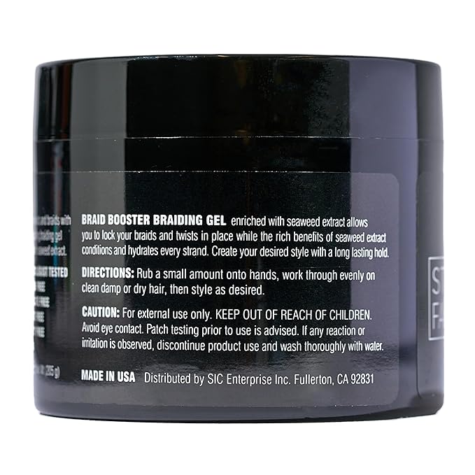 Style Factor Braid Booster Braiding Gel – Strong Hold & Conditioning Shine Hair Gel with Seaweed Extract – for Braids, Twists and Locs – 7.25 oz (Hot Pink)