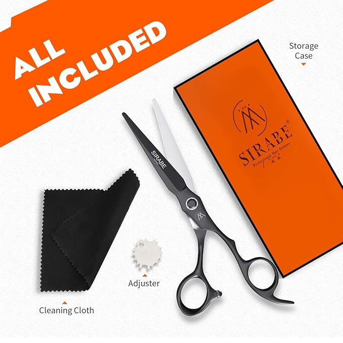 Sirabe HIGH-END Professional Hair Cutting Scissors Shears - Ultra Sharp Blades for Precise Cutting - Barber Shears Haircut Scissors 440C Stainless Steel for Salon Hairstyling & Home Hairdressing