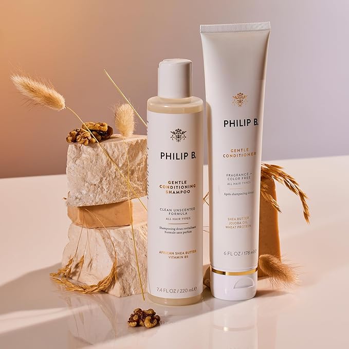 PHILIP B Gentle Conditioner, 6 fl. oz. (178 ml) - Fragrance Free Conditioner with Shea Butter, Vitamin B5 and Wheat Protein, Adds Shine and Bounce to Hair
