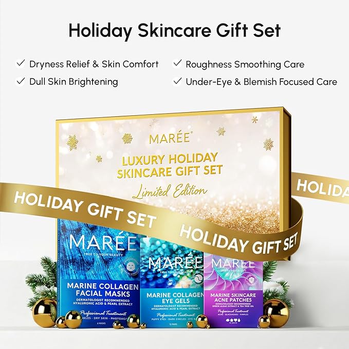 MAREE Pink Eye Gels - Marine Collagen Under Eye Patches for Puffy Eyes and Dark Circles - Undereye Mask Patches for Women - Hydrating Gel Eye Masks with Rose Water - Parches Para Ojeras Gel Pads