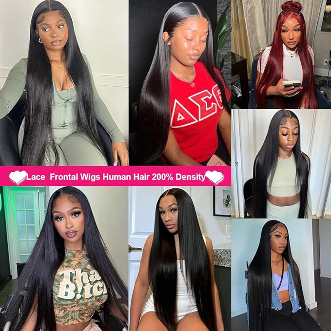 13x6 Straight Wig Human Hair 200 Density Glueless Wigs HD Lace Front Wigs for Black Women 20 Inch