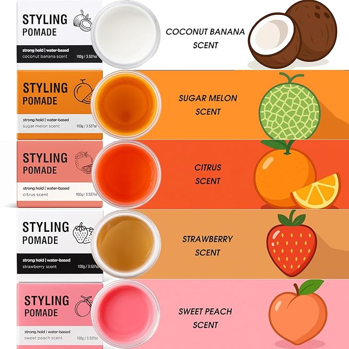 Water-Based Pomade for Men, Strong Flexible Hold, Natural Shine, Non-Greasy | Restyleable | Hair Pomade For Pompadour, Side Part, Slick Back | 3.53 Oz Sugar Melon Scent