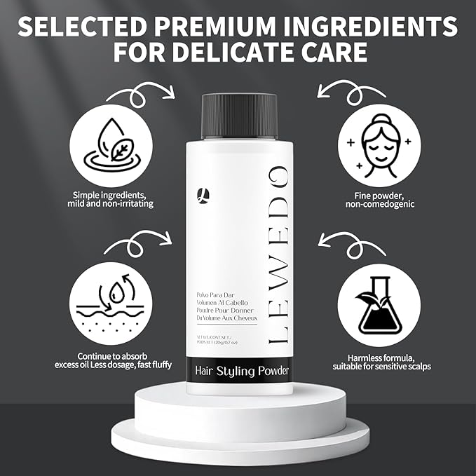 Volumizing Styling Powder 20g - Natural Volume & Matte Finish for Men, Oil-Absorbing Texture Powder with Adjustable Nozzle