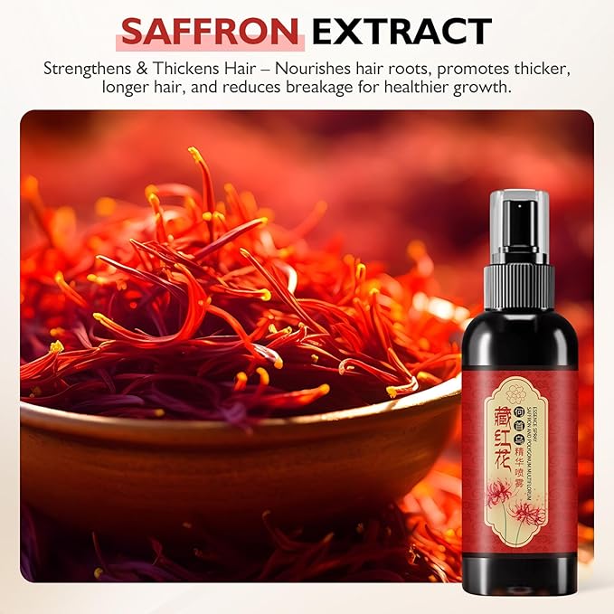 Saffron Hairs Blackening Spray, Herbal Black Hair Spray, Japanese saffron Essence Hair Spray, Smooth Out Frizz, Leaving Hairss Shiny and Shiny (3pcs)