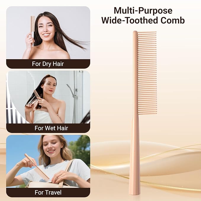 URTHEONE Soft Boar Bristle Hair Brush and Wide Tooth Comb Set | Detangle & Smooth for Ultimate Shine, Frizz Control & Slick Back Styles, Beechwood Base