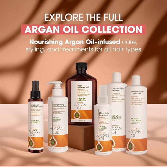 One 'N Only Argan Oil Hair Treatment - Lightweight & Hydrating Hair Oil for Natural, Wigs & Extensions - Shine Enhancing, Heat Protectant & Frizz Control (8 oz, 3pk)