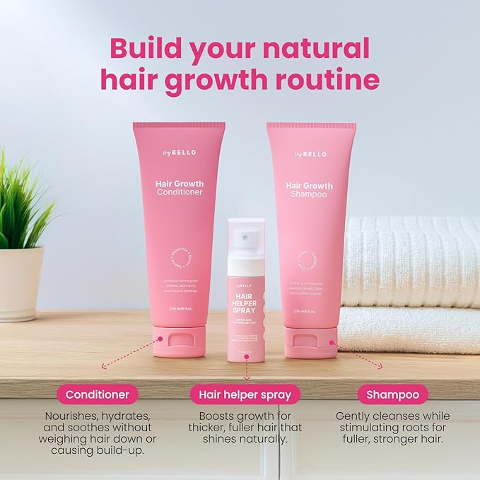 Trybello Hair Growth Conditioner | Deep Moisture & Repair for Dry, Damaged and Color Treated Hair | Aloe Vera, Turmeric & Urucum Extract | Vegan, Sulfate Free, Non-Toxic Hydrating Conditioner