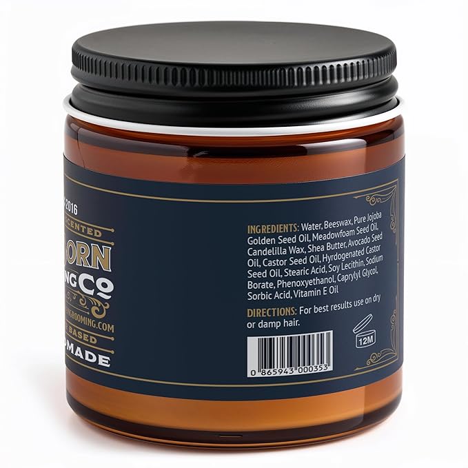 Battle Born Grooming Co Original Pomade (Unscented, 4 oz) | Medium Hold | Low Shine | Natural Ingredients | Water Based