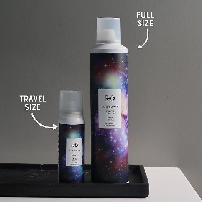 R+Co Outer Space Flexible Hair Spray Travel Size | Lightweight Styling Control with Long-Lasting Hold | | TSA Approved | Set of 2