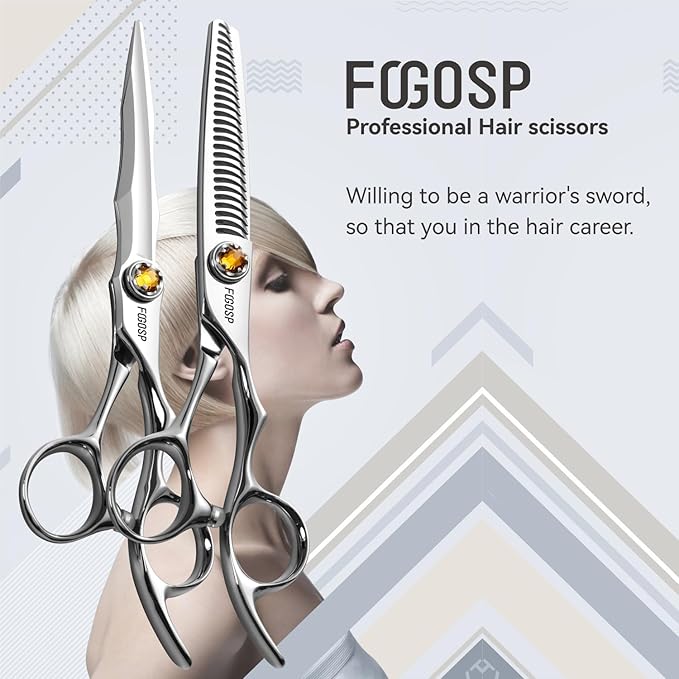 6" Professional Hair Shears Set Japanese VG10 Stainless Steel Sharp CNC Scissors Lightweight Smooth Cutting Barbers Straight and Thinning Scissors Kit for Salon Professionals