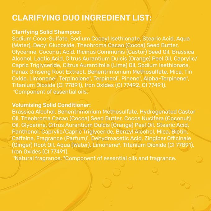 Ethique Beauty Clarifying Shampoo & Conditioner Set for Oily Hair & Build-up with Castor Oil - Plastic-Free, Vegan, Cruelty-Free - 2 Pack