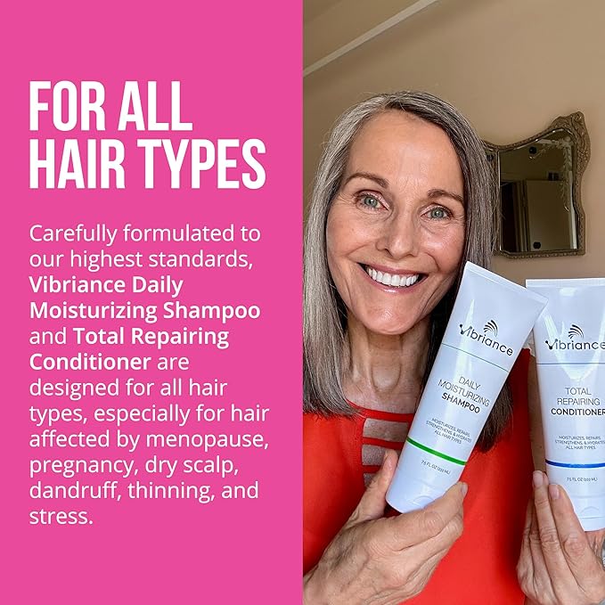 Vibriance Shampoo and Conditioner Set - Strengthening Wash Infused with Biotin for Dry, Damaged, Aging Hair - Deeply Hydrating, Moisturizing