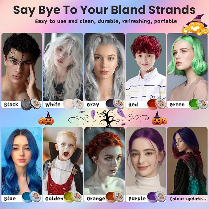 Temporary Blue Hair Color Wax for Kids, Women Men Colored Hair Styling Mud, Washable Style Dye for Girls Boys Teens, DIY Instant Hair Coloring Gel Cream for Cosplay Halloween Children's Day