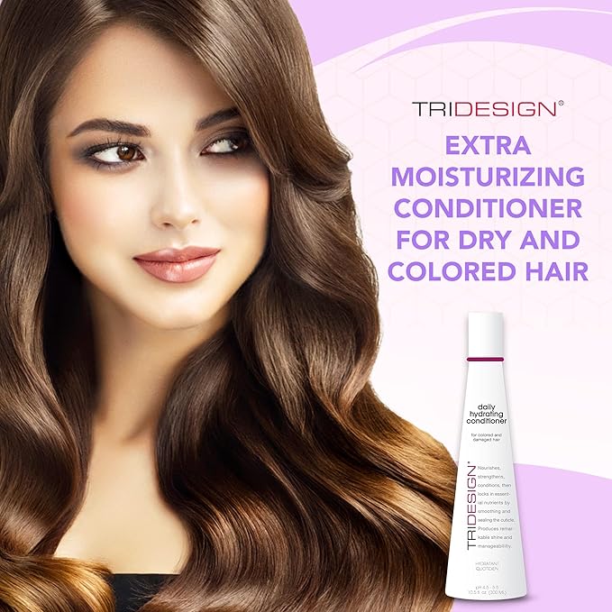 TRIDESIGN Hydrating Conditioner for Women - Extra Moisturizing, Restorative Conditioner for Dry, Damaged, and Colored Hair - Adds Luminous Volume and Healthy Shine - 10.5 Fluid Oz